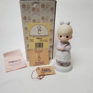 1989 Precious Moments The Good Lord Always Delivers Porcelain Figurine #523453 F